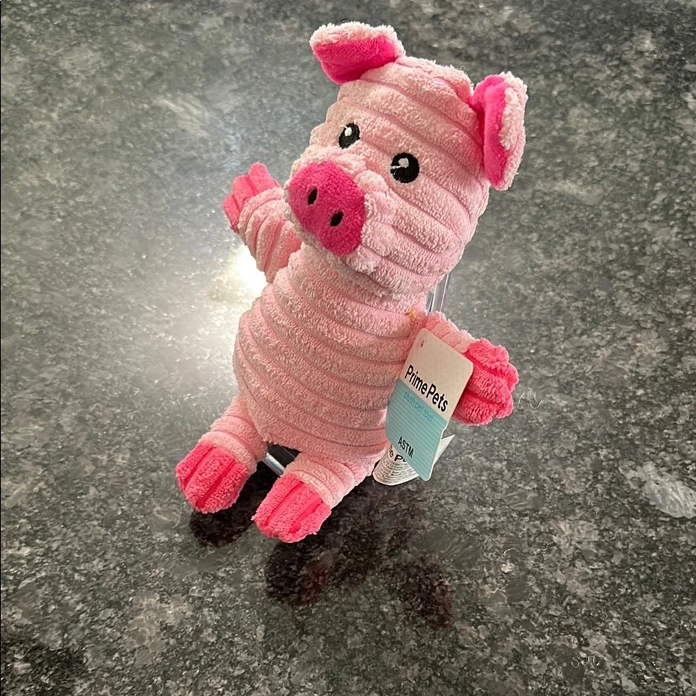 Prime Pets Dog Toy Adorable Pink Pig Plush Squeaky Toy 7